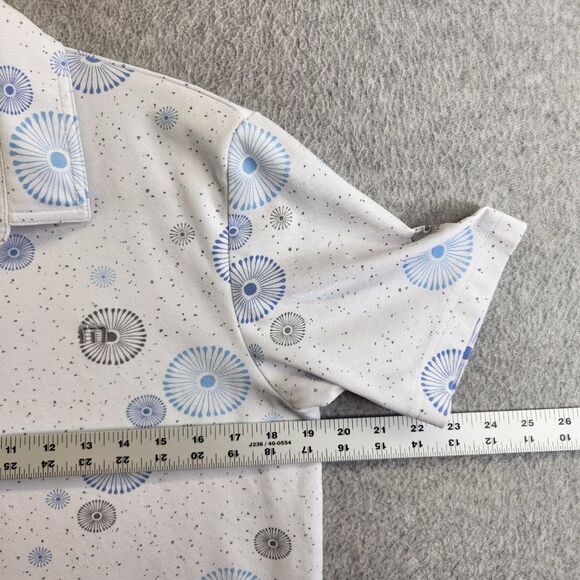Travis Mathew Shirt Mens S White Caught Inside Polo Geometric Floral Bursts Nep - Picture 7 of 10